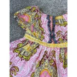 g&g Girls Pink Dress Architectural Print Cotton Empire Waist 3 USA